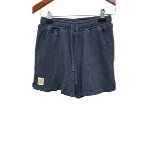 Beardedgoat Waffle Knit Lounge Shorts Small Blue Cotton Blend Unisex